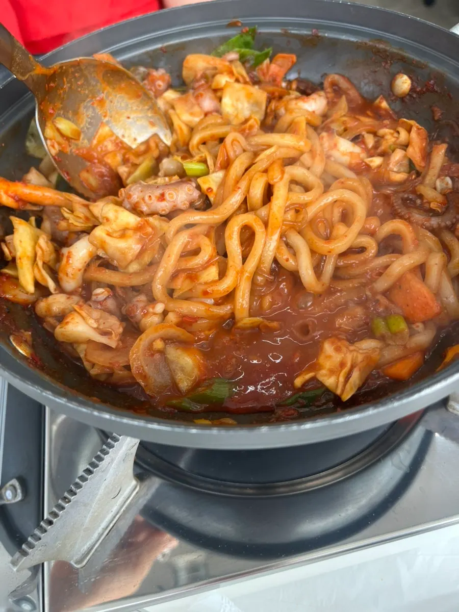 Nakji jjageuli with added udon noodles