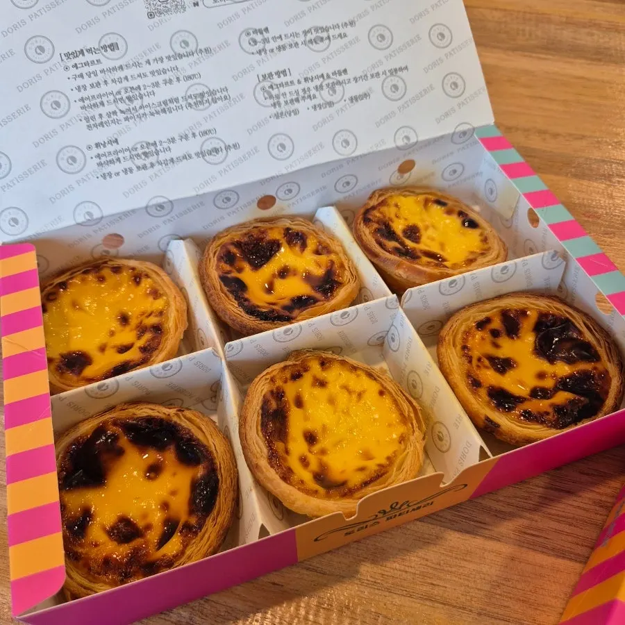 Two packed boxes of egg tarts