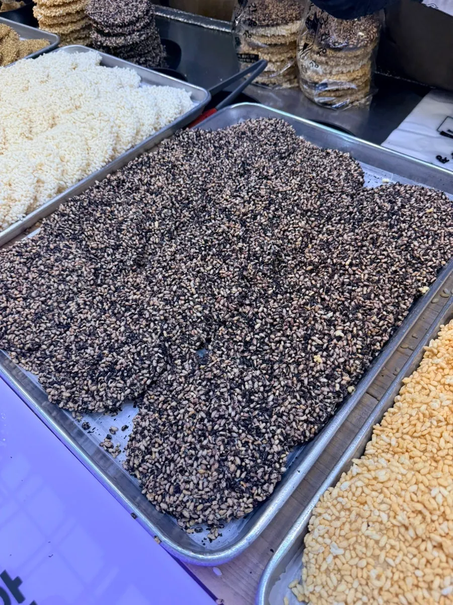 Large handmade grain gangjeong piled up on display