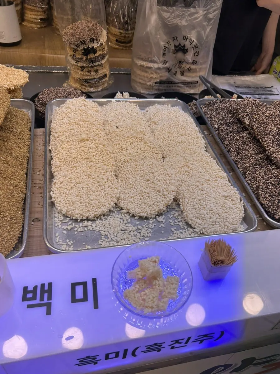 A stacked pile of grain gangjeong on the counter