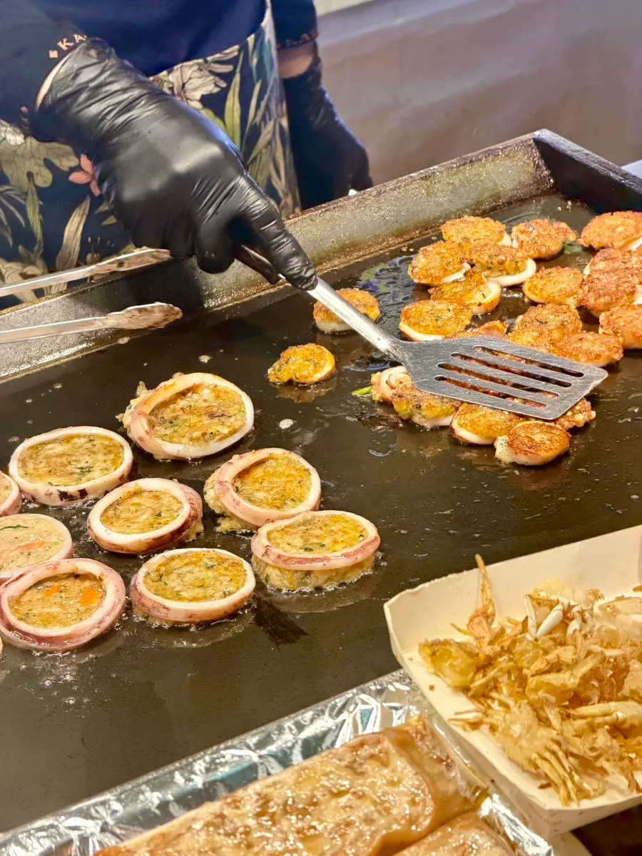 Frying squid sundae in progress