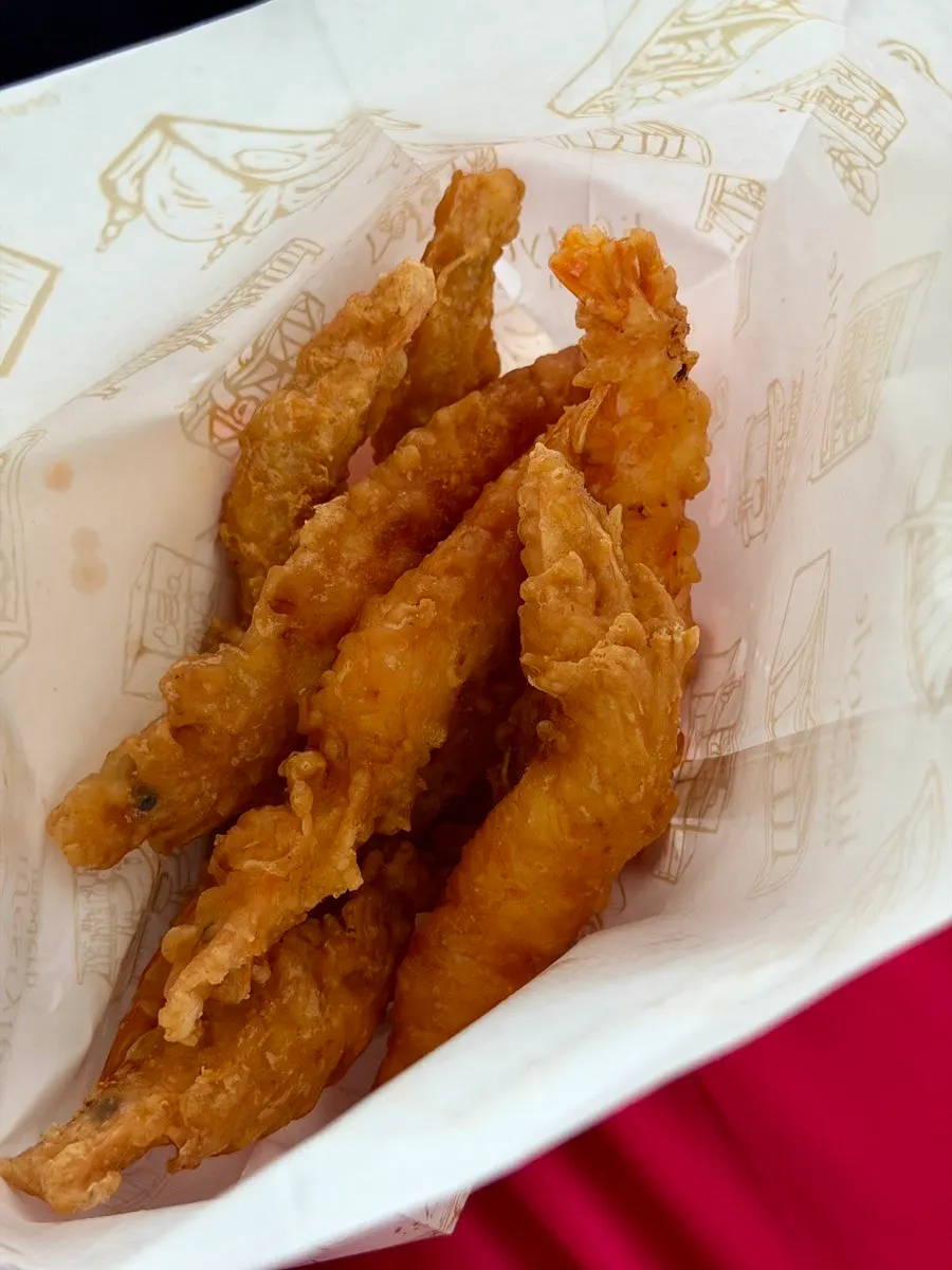Warm takeout bag of Hwangbuja Twigim tempura