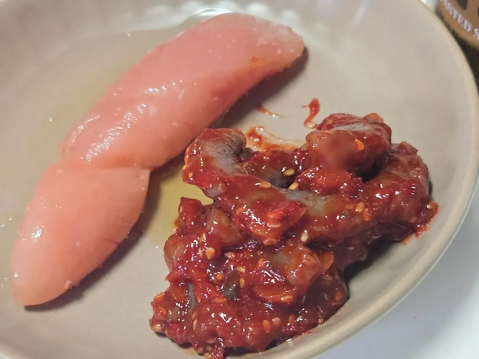 ごま油をかけて食べる明太子のひとくち