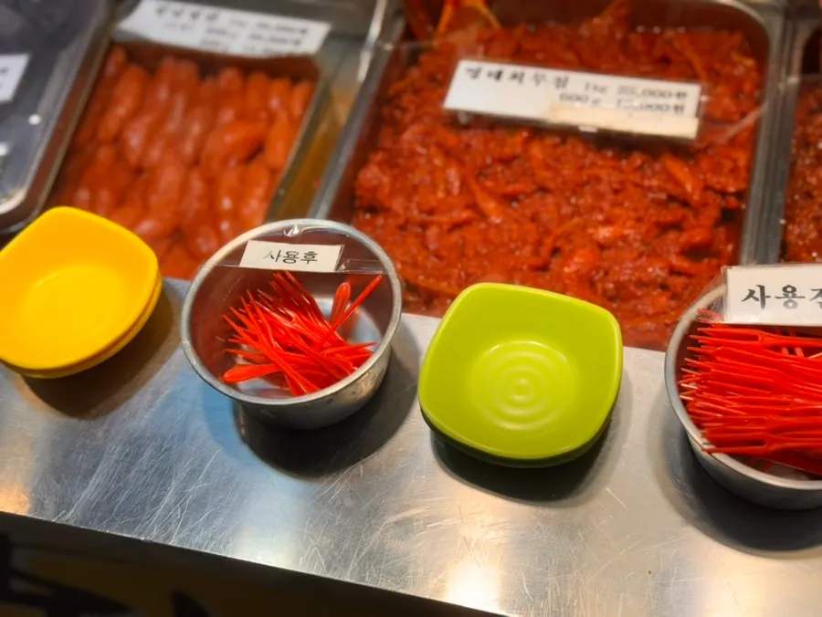Neatly arranged jeotgal display