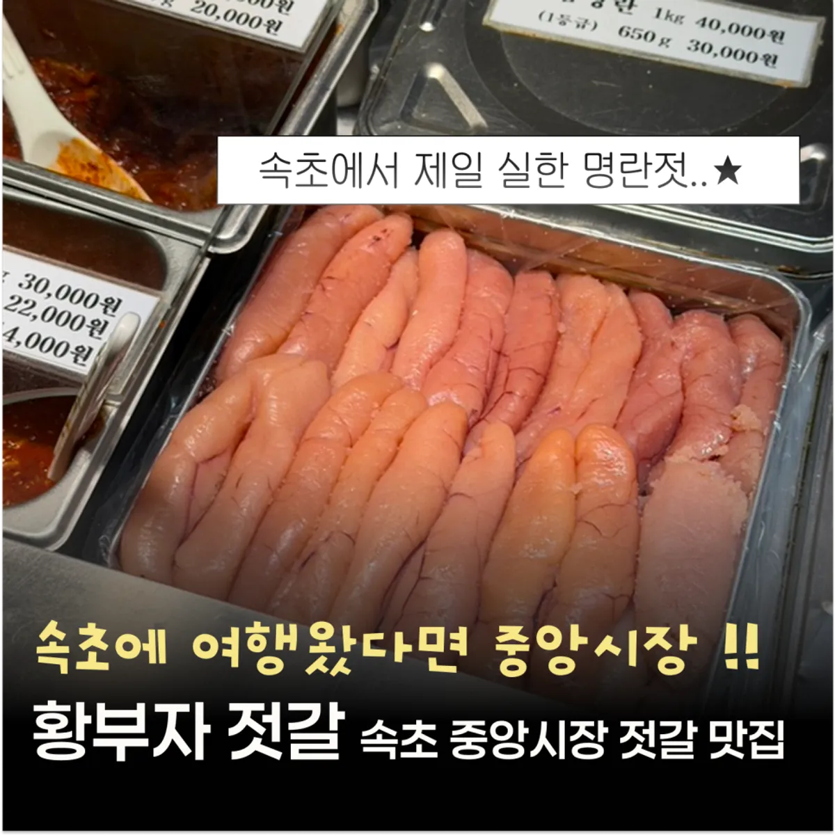속초 중앙시장 황부자젓갈 저염백명란젓 대표 사진