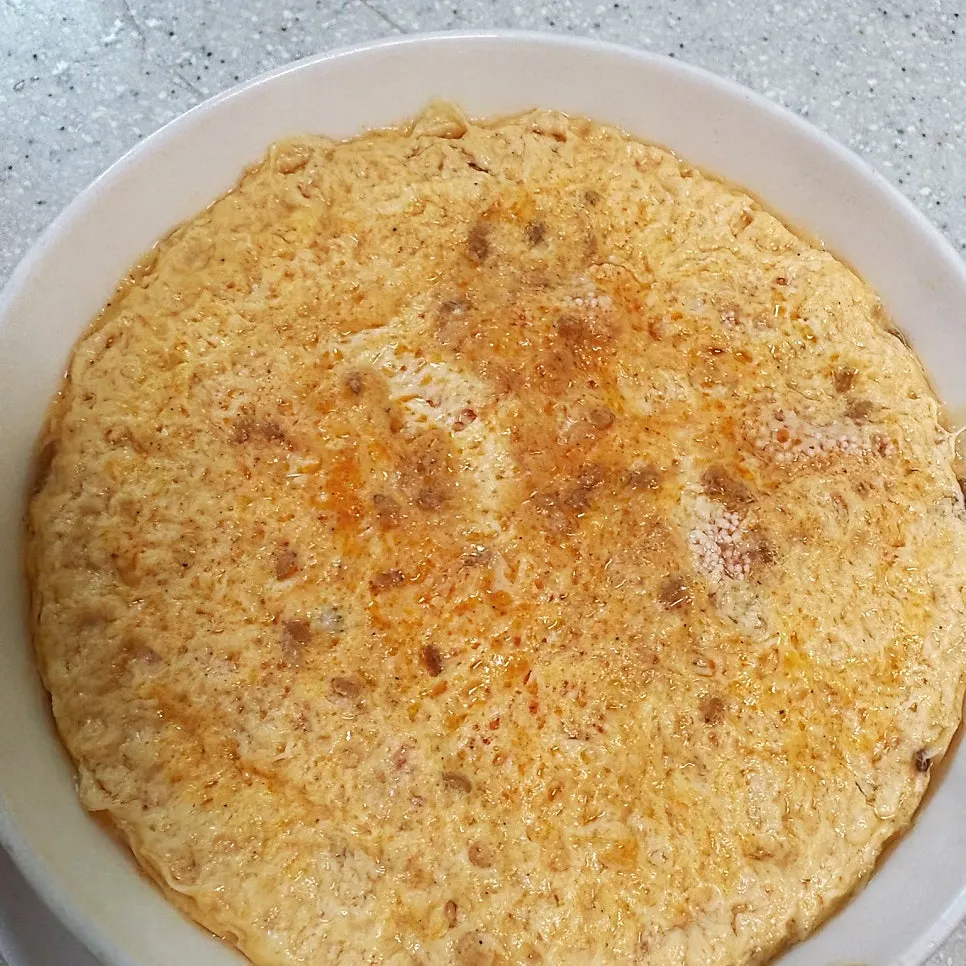 Finished microwave myeongnanjeot egg custard
