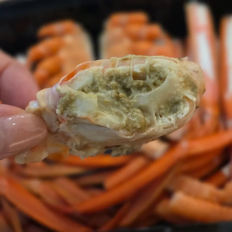Red snow crab body meat and innards