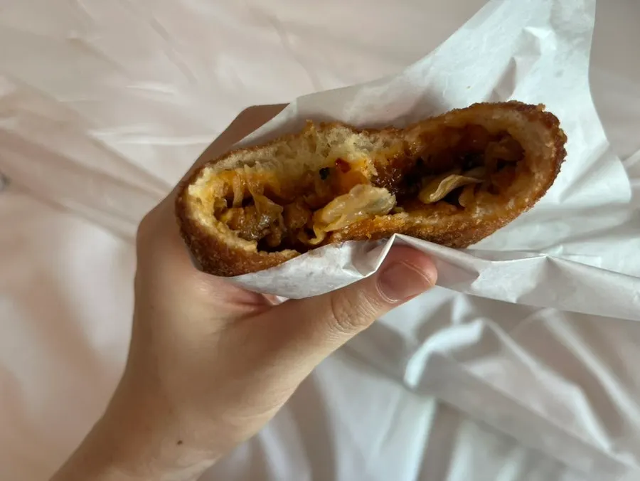 Squid sundae filling inside the abai croquette