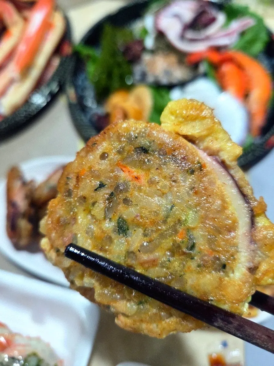 속이 꽉 찬 오징어순대 단면