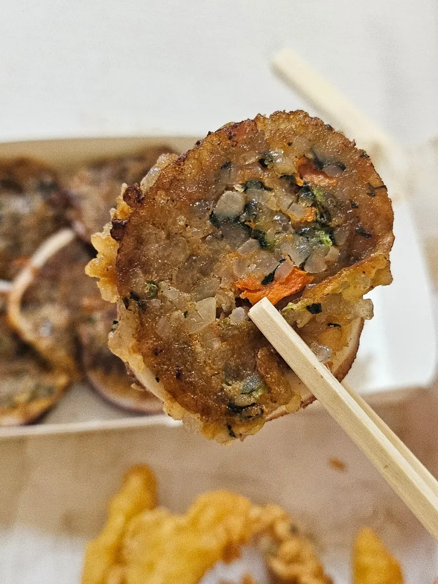 A piece of squid sundae packed full of filling