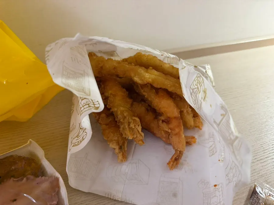 A full tempura feast set up at the accommodation