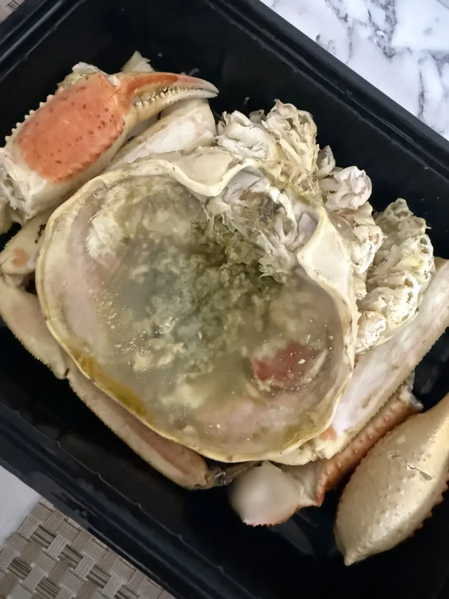 Prepared king crab legs and body meat