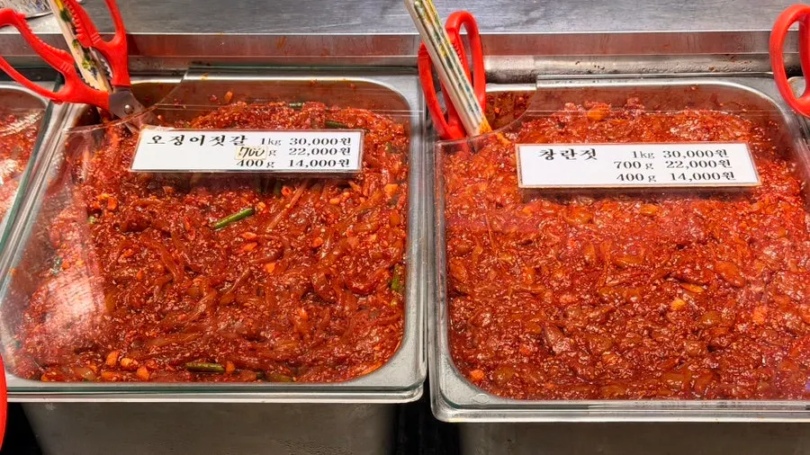 Galchi sokjeot and octopus jeotgal
