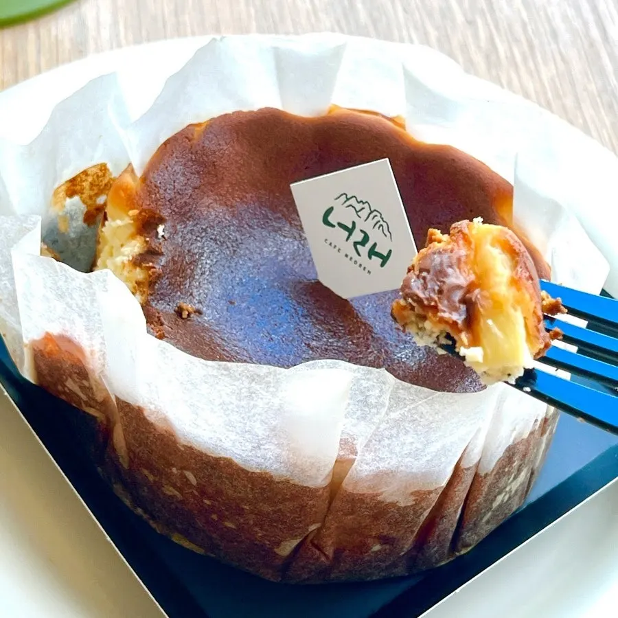 꾸덕한 바스크치즈케이크 한 조각