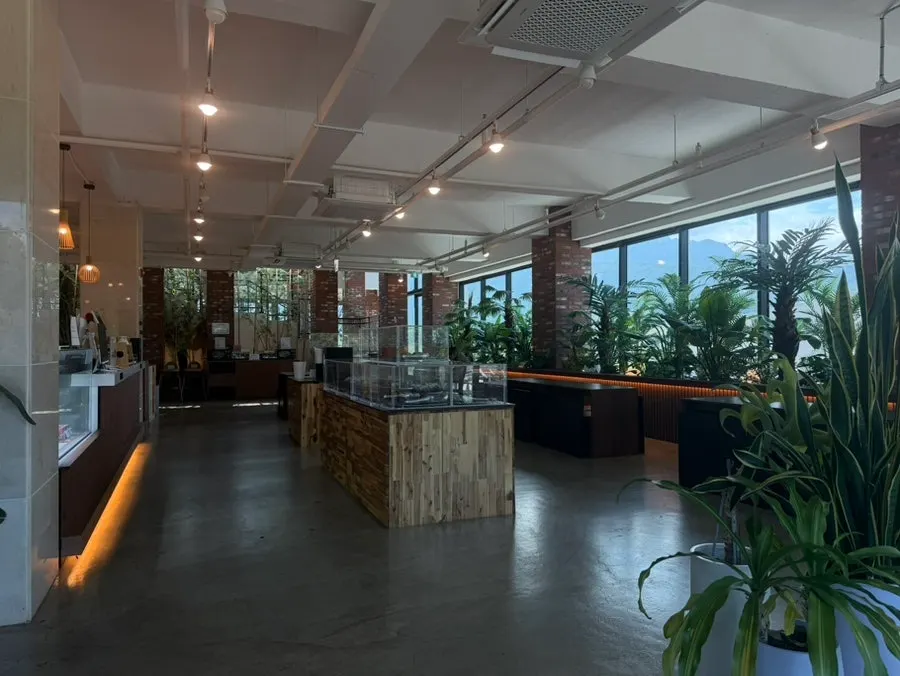Cafe Neorae interior running from the 2nd floor up to the rooftop