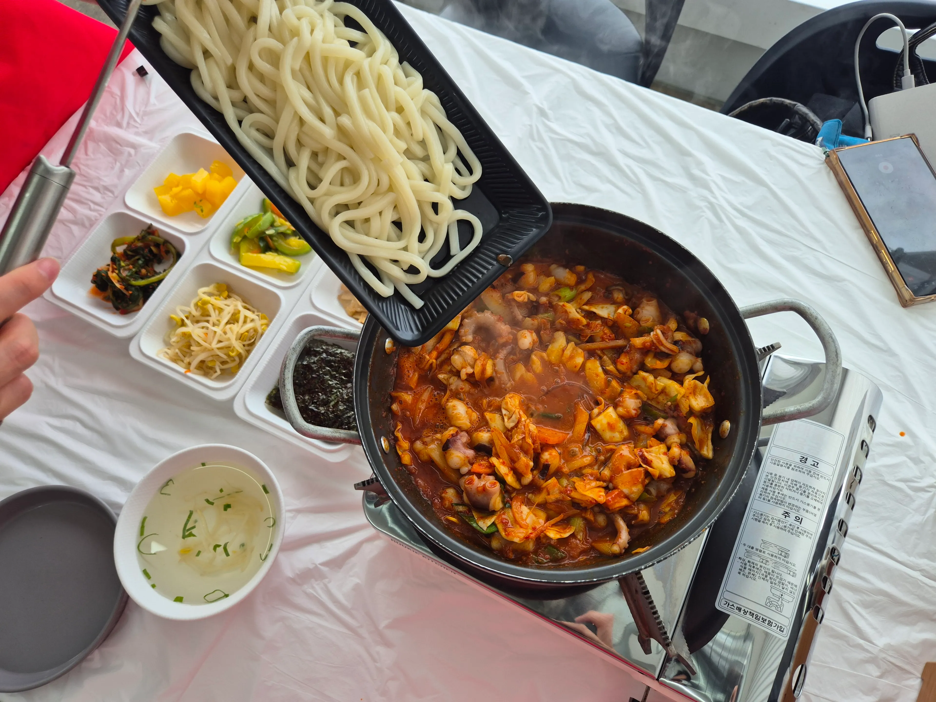 Jjageul nakji in a spicy sauce
