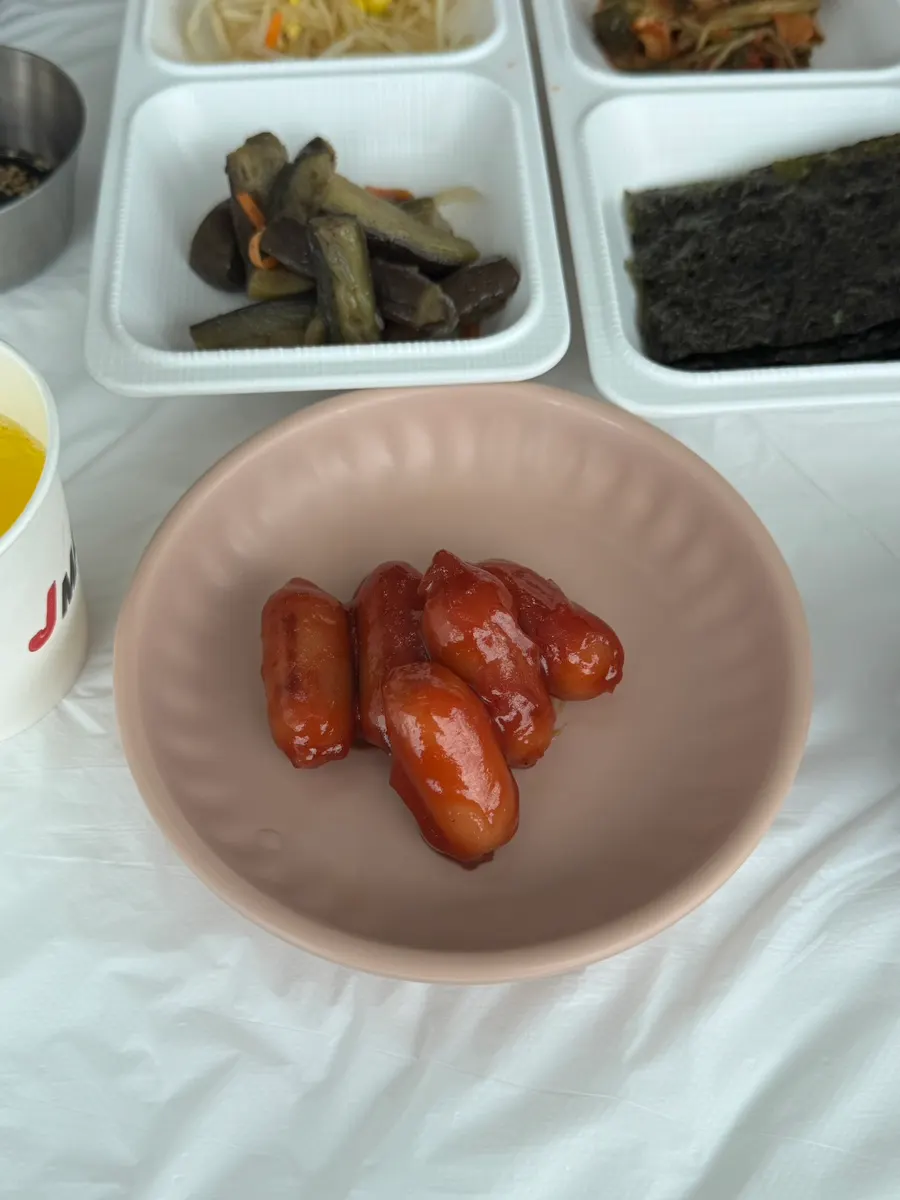 Basic side dishes including bean sprouts and yeolmu kimchi