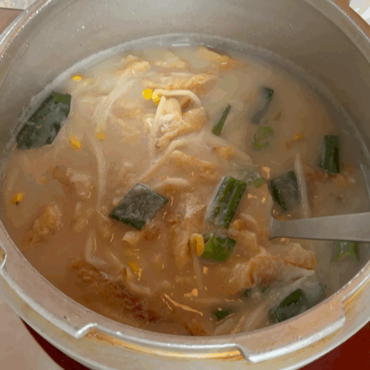 Dried pollack soup served in a pressure cooker