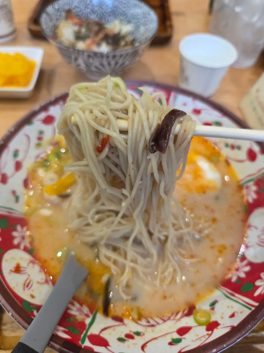 Spicy tonkotsu broth of the karai ramen