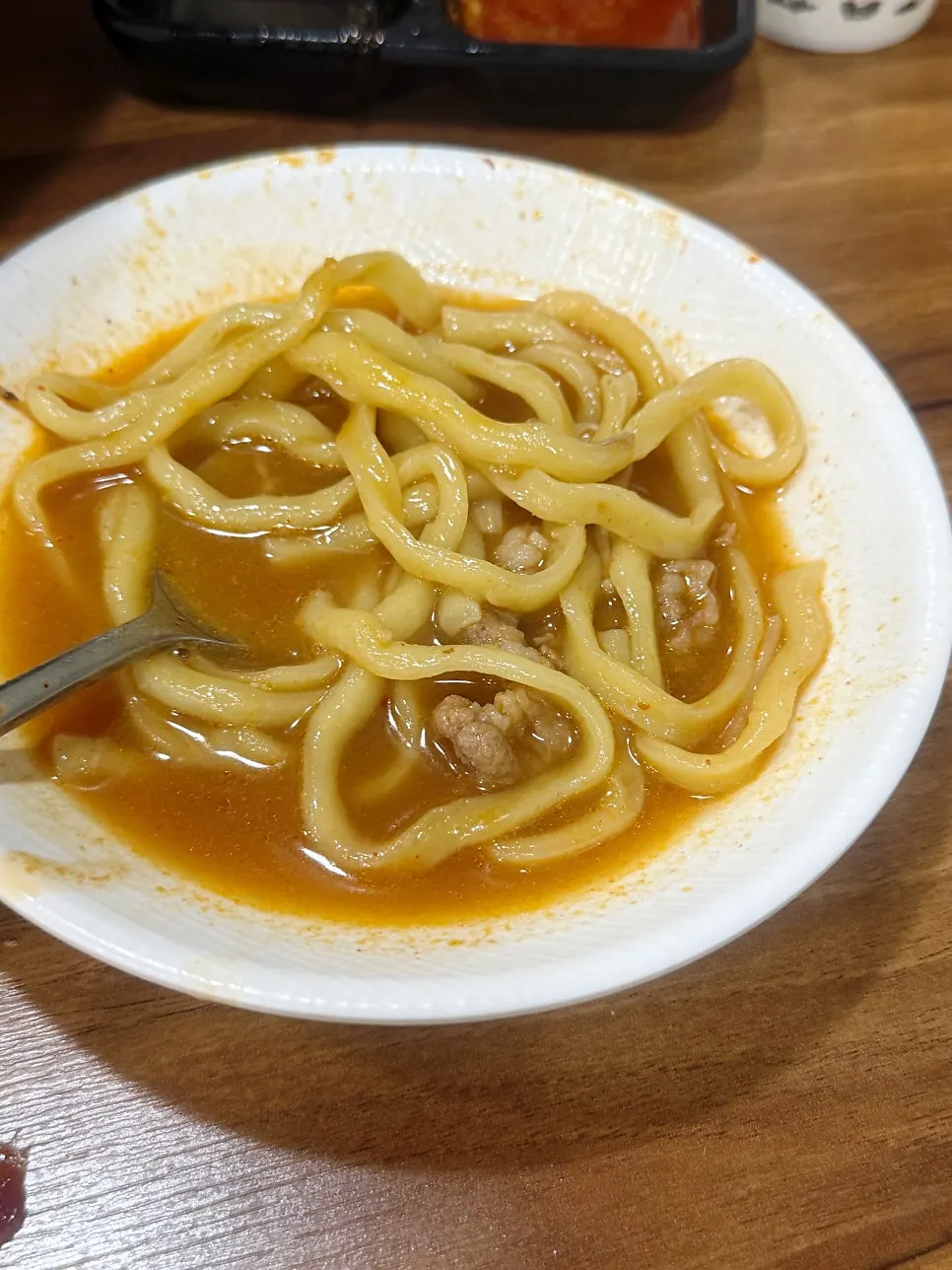 Jangkalguksu bubbling with its deep color