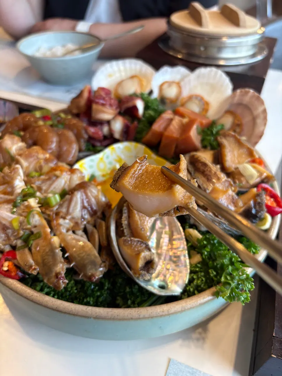 Octopus jang cut into bite-sized pieces