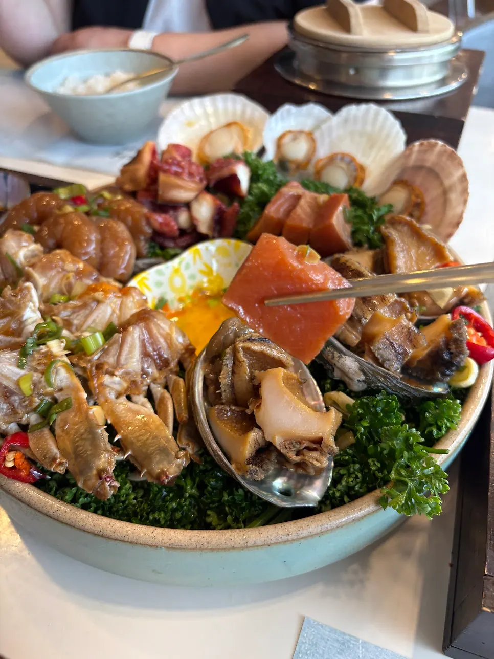 Plate of prepared abalone jang
