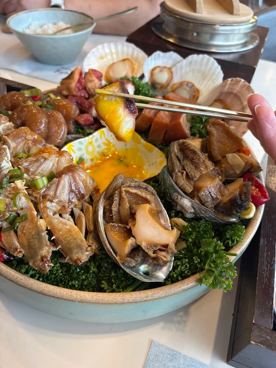 Egg jang cut in half