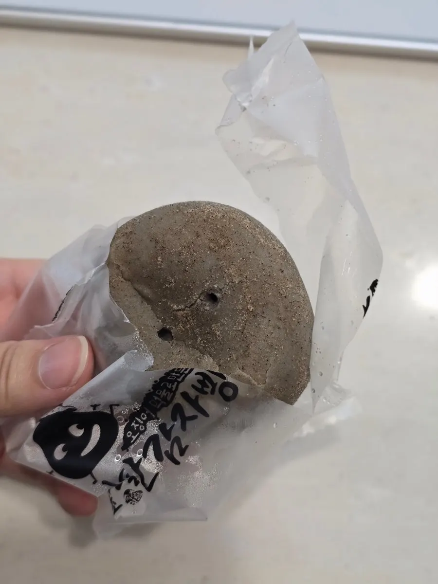 반으로 가른 감자빵 속 감자 필링
