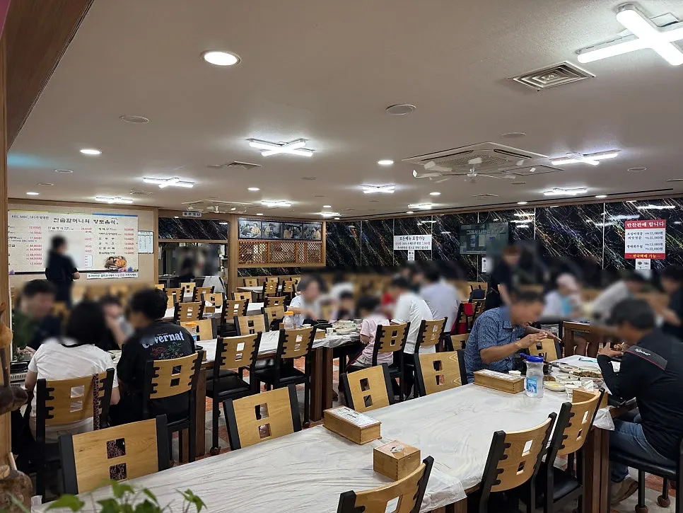 Dining hall interior full of customers