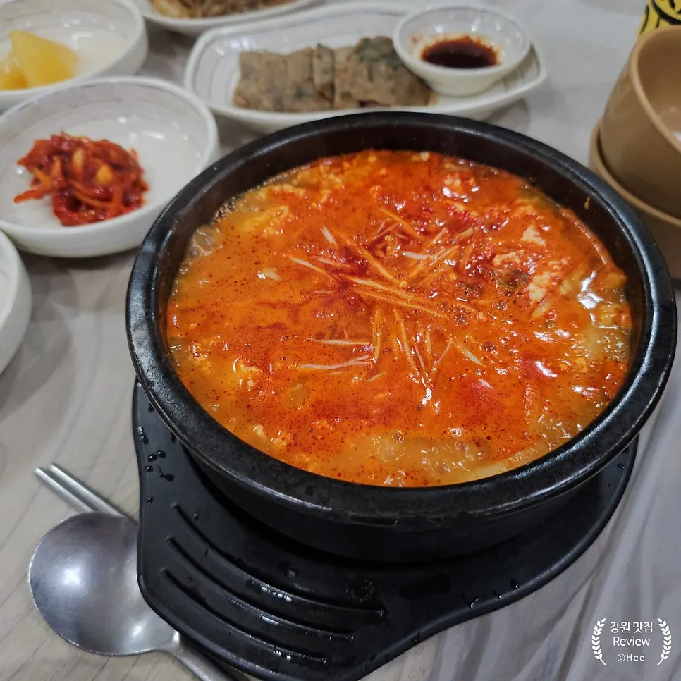 Spicy sundubu bubbling in a hot pot