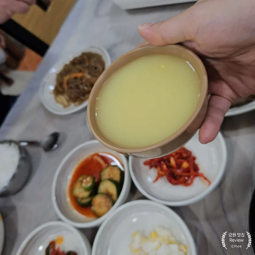 Corn makgeolli served with the meal