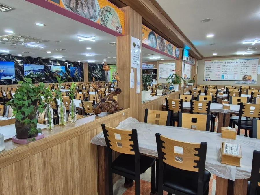 Large parking lot in front of Jinsol Halmeoni Sundubu