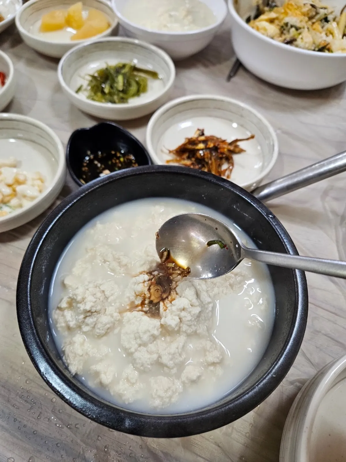 A bowl of Chodang sundubu in milky broth