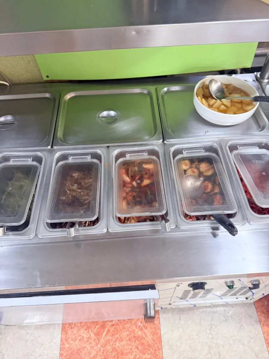 Close-up of the banchan plates