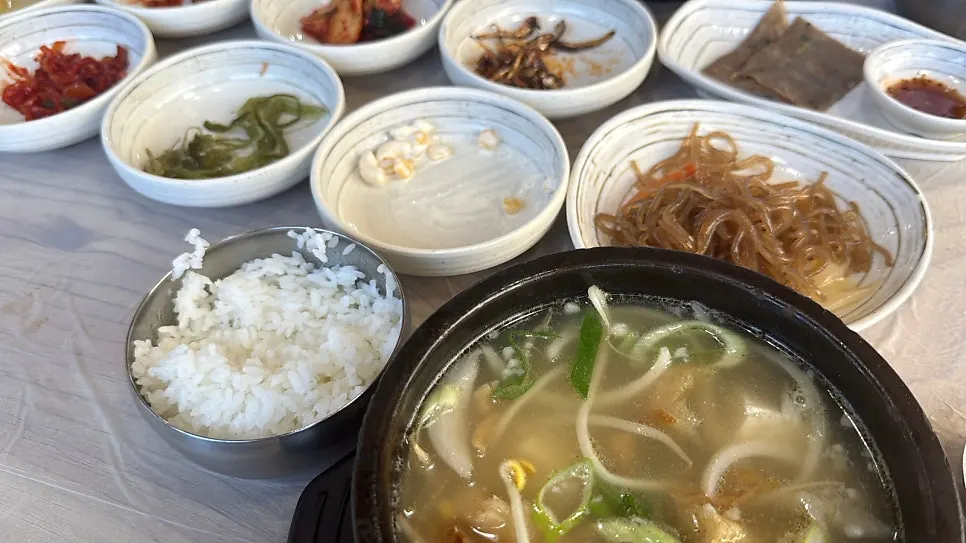 Table after finishing the meal at Jinsol Halmeoni Sundubu