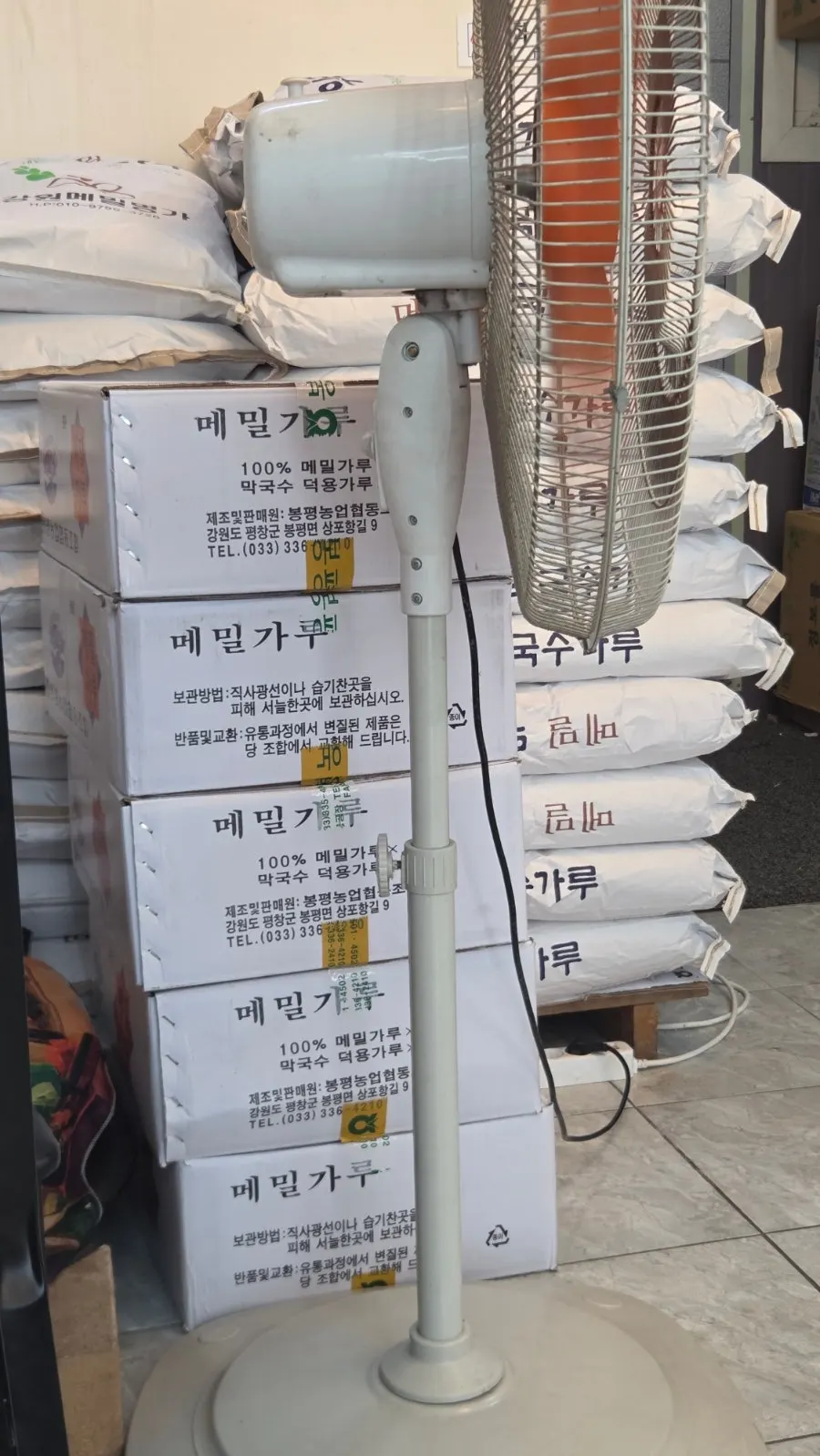 100% buckwheat flour bags from Bongpyeong Nonghyup in a corner of the store