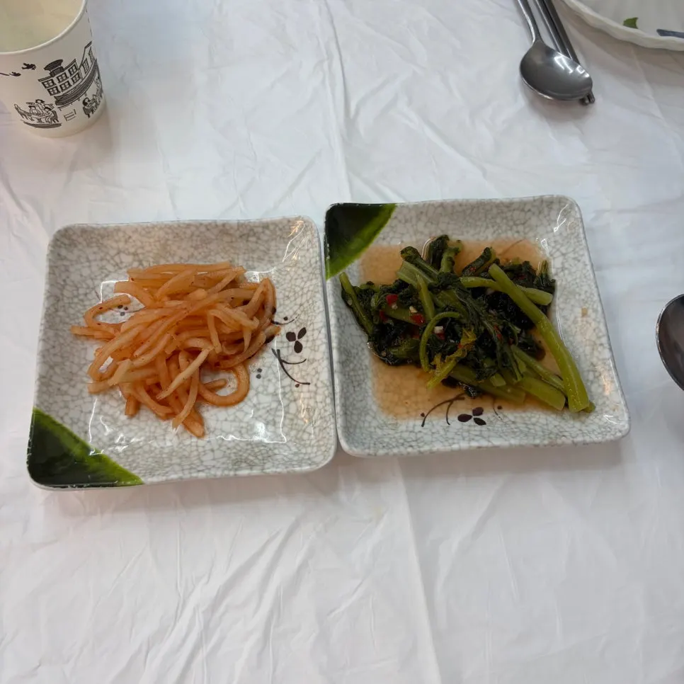 Table spread of makguksu dishes ordered for the family