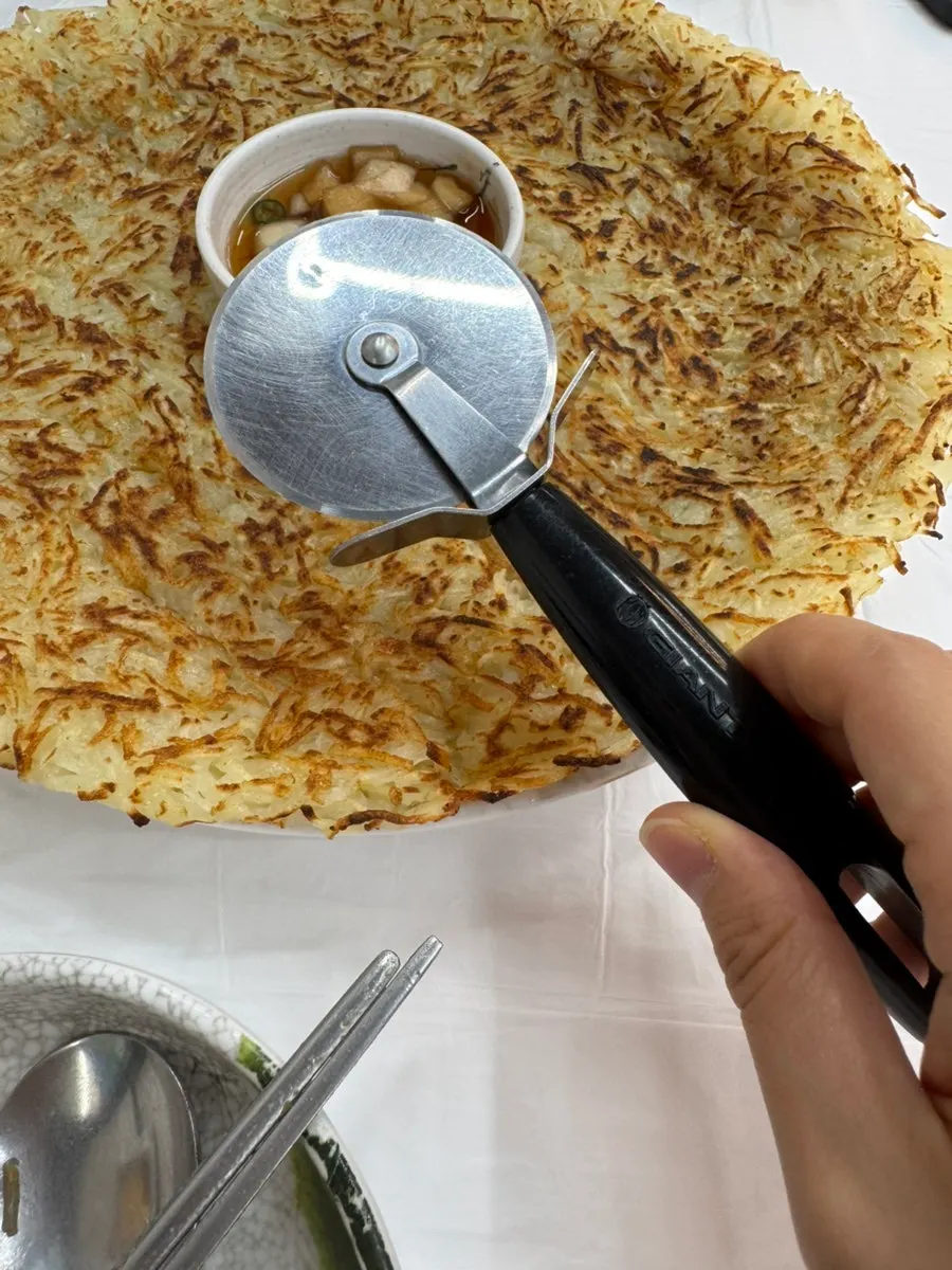 A large plate of potato pancake