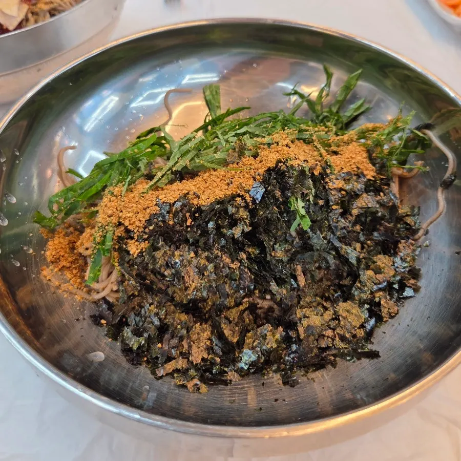 A bowl of perilla oil buckwheat noodles, deulmemak