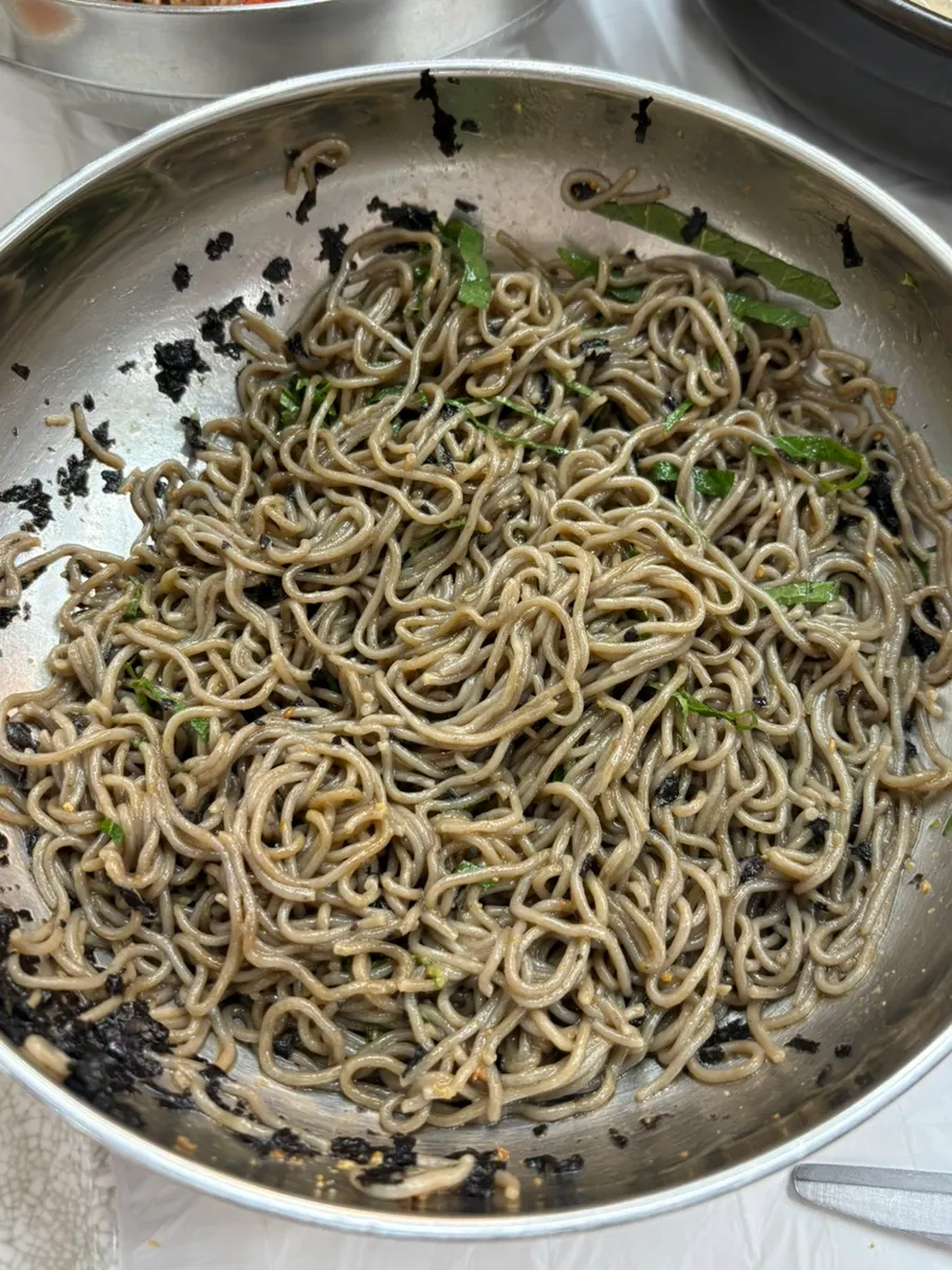 Buckwheat kalguksu noodles in perilla broth
