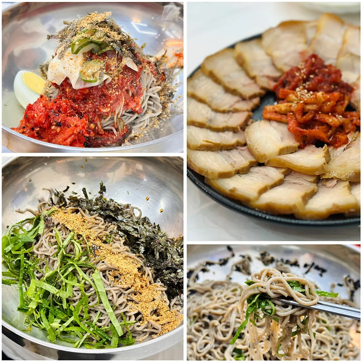 Signature photo of makguksu and suyuk at Sokcho Topgol Makguksu