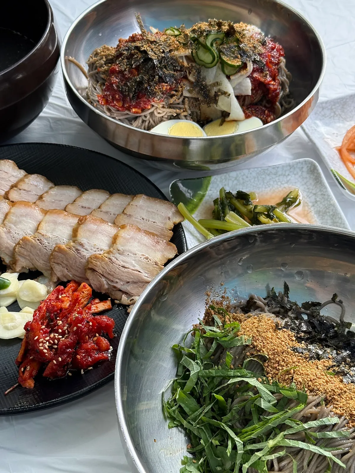 A bowl of perilla oil buckwheat makguksu at Sokcho Topgol Makguksu Main Branch