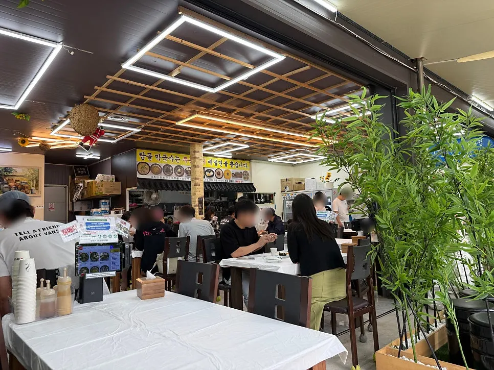 Interior seating area with waiting spots for the weekend lunch line