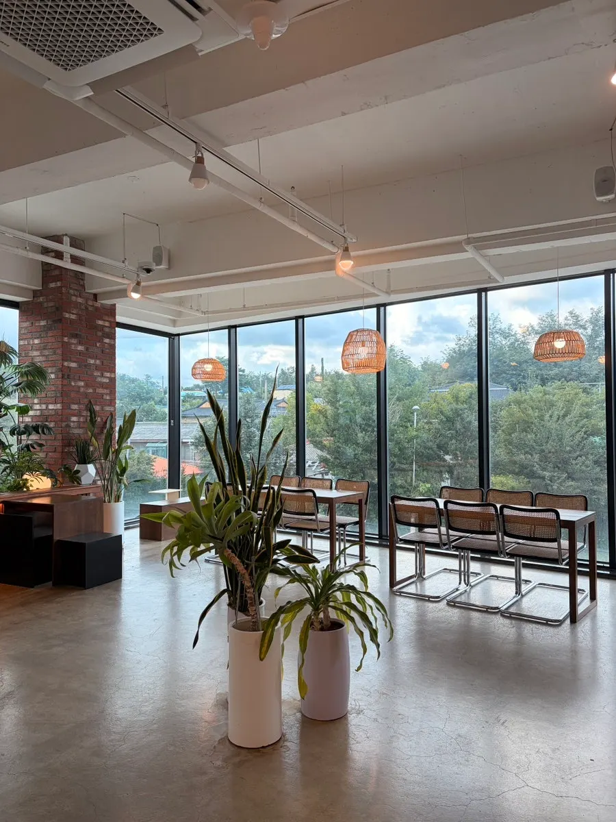 Wide interior of Cafe Neorae
