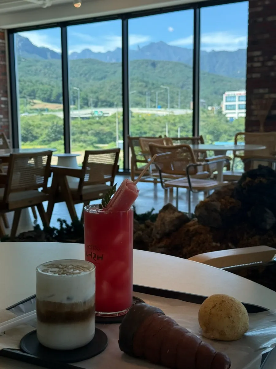 Ulsanbawi view from inside the café