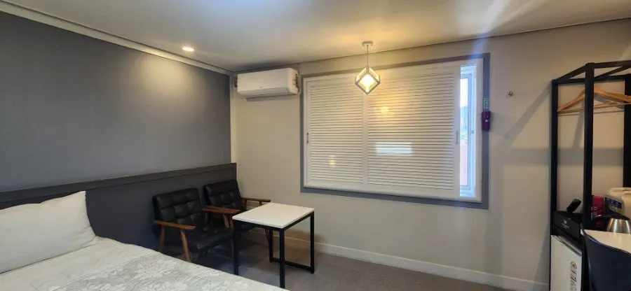 Black-and-white room interior