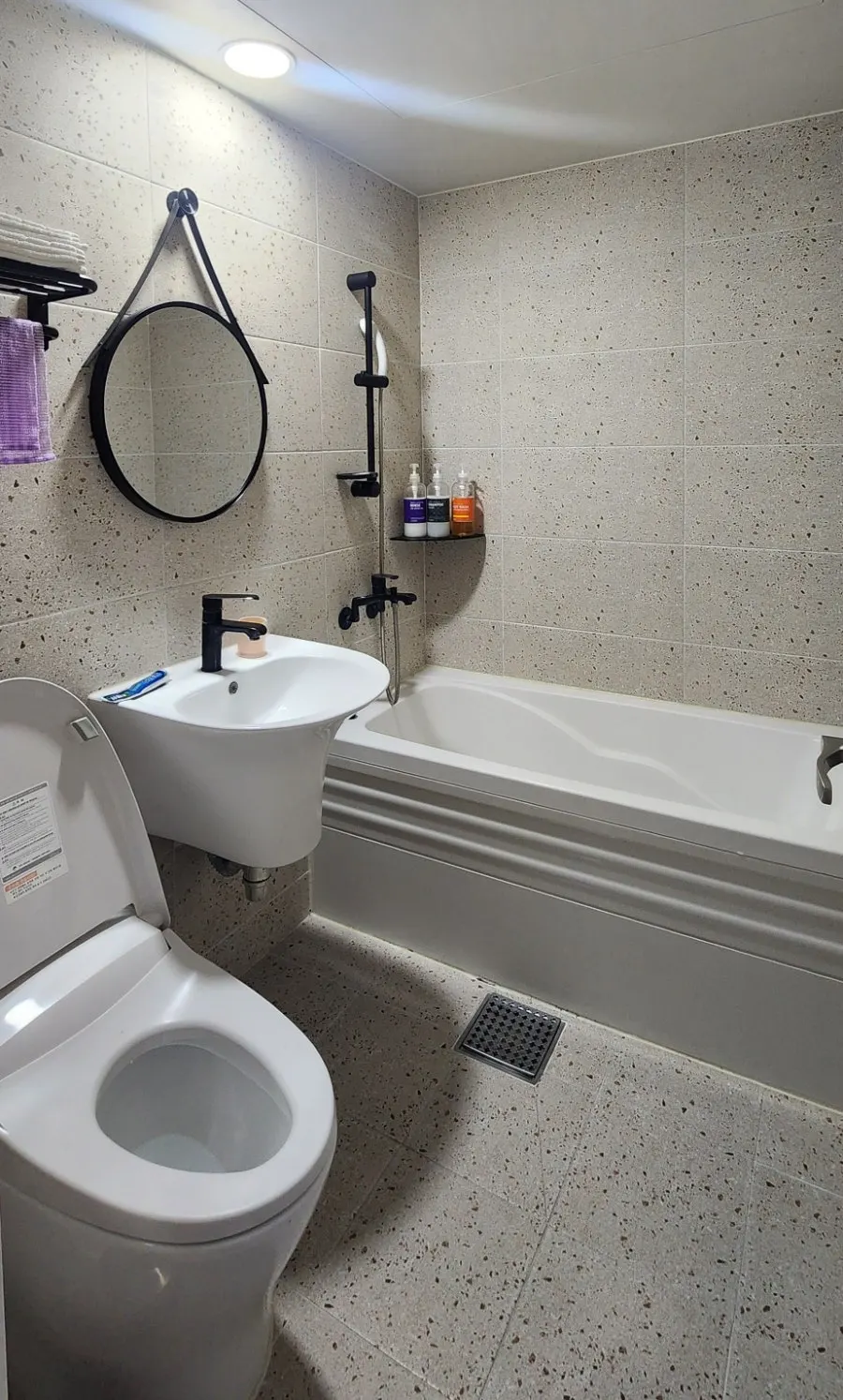 Black-and-white bathroom interior