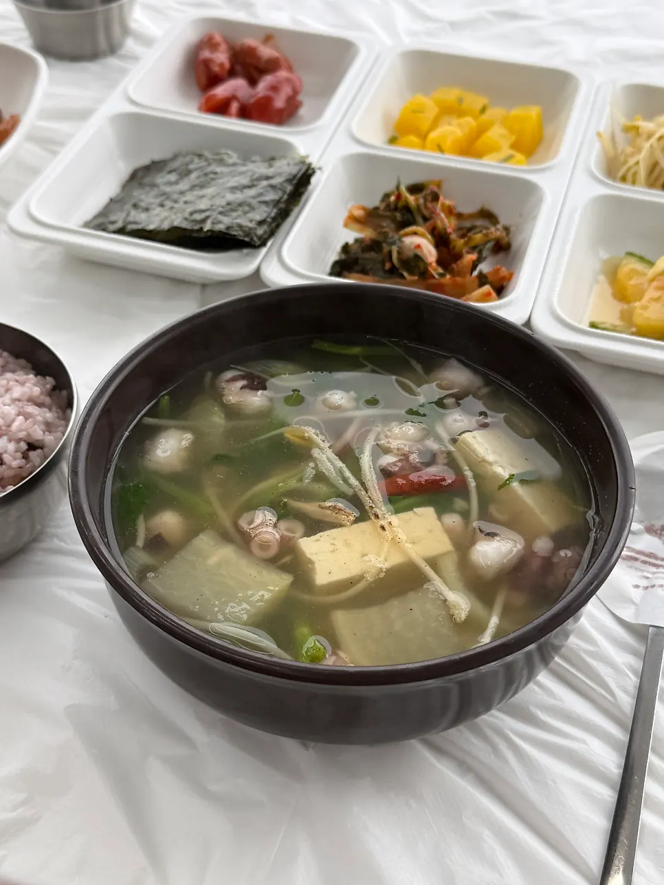 Nakji haejangguk with tofu and octopus