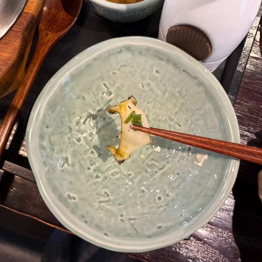 Abalone pot rice set with special soy sauce and seasoned seaweed
