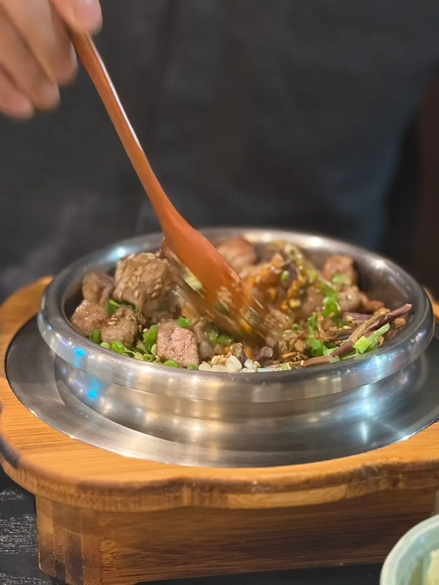 Pot rice scooped into a bowl